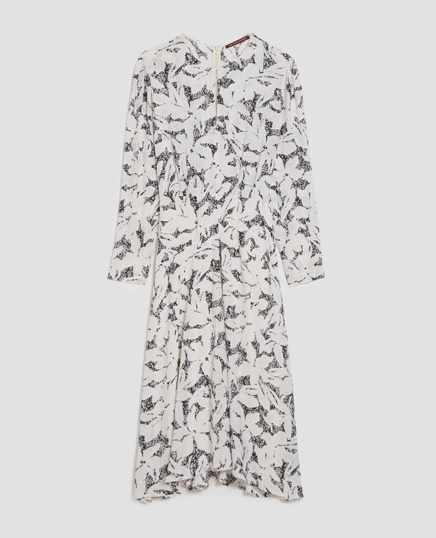 Langes fließendes Kleid J301 flower camo ecru