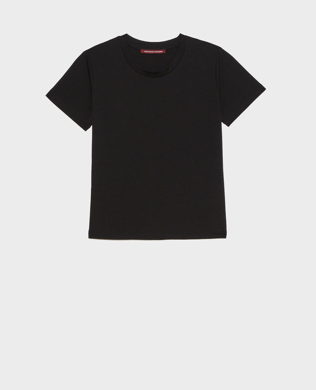 Fließendes T-Shirt mit Rundhalsausschnitt Black beauty
