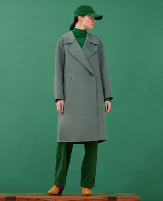 Langer Mantel aus Wolle 8850 54 GREEN