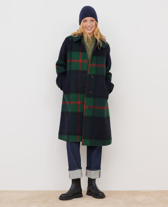 Langer Mantel aus Mischwolle A551 GREEN CHECK