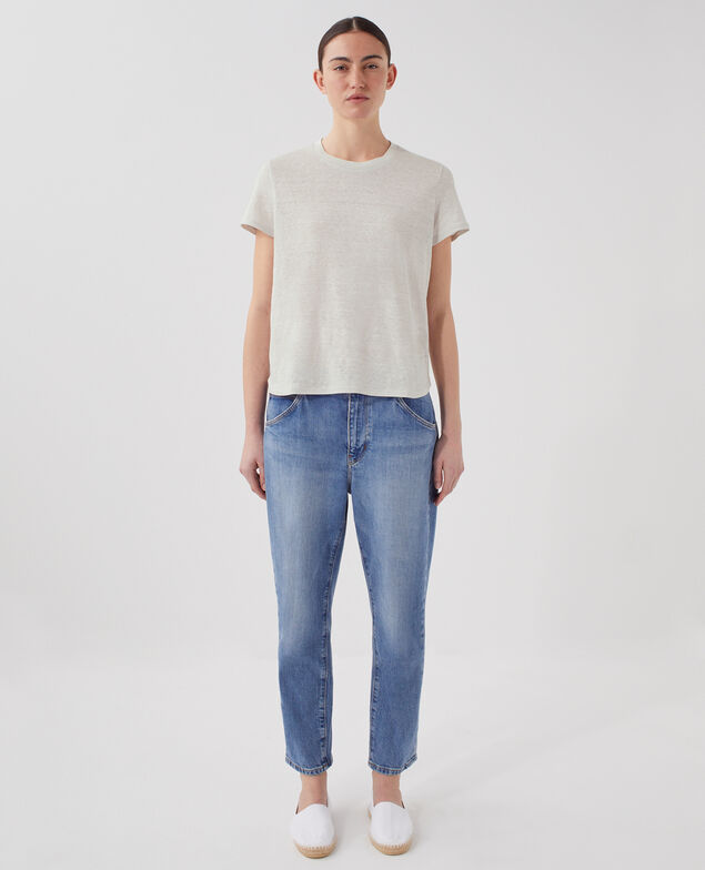 AMANDINE - T-Shirt mit Rundhalsausschnitt aus Baumwolle U020 light gray