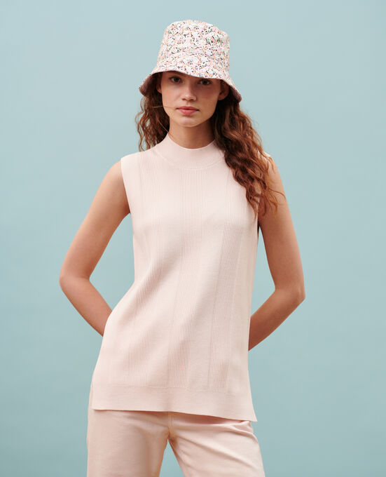 Ärmelloser Pullover aus Baumwolle 0100 PINK MARSHMALLOW