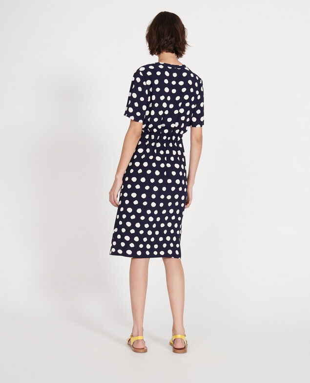 Gerades und fließendes Kleid Dots maritime blue