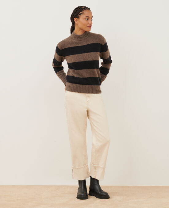 Pullover aus Kaschmir A351 LT BROWN STRIPE
