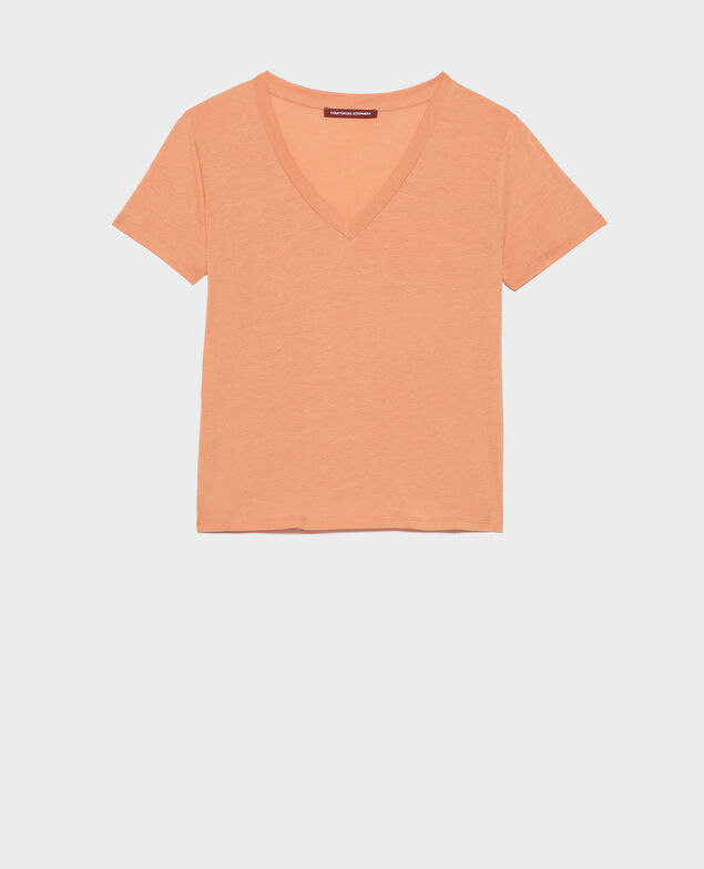 LÉA - Fließendes T-Shirt mit V-Ausschnitt 37 brown