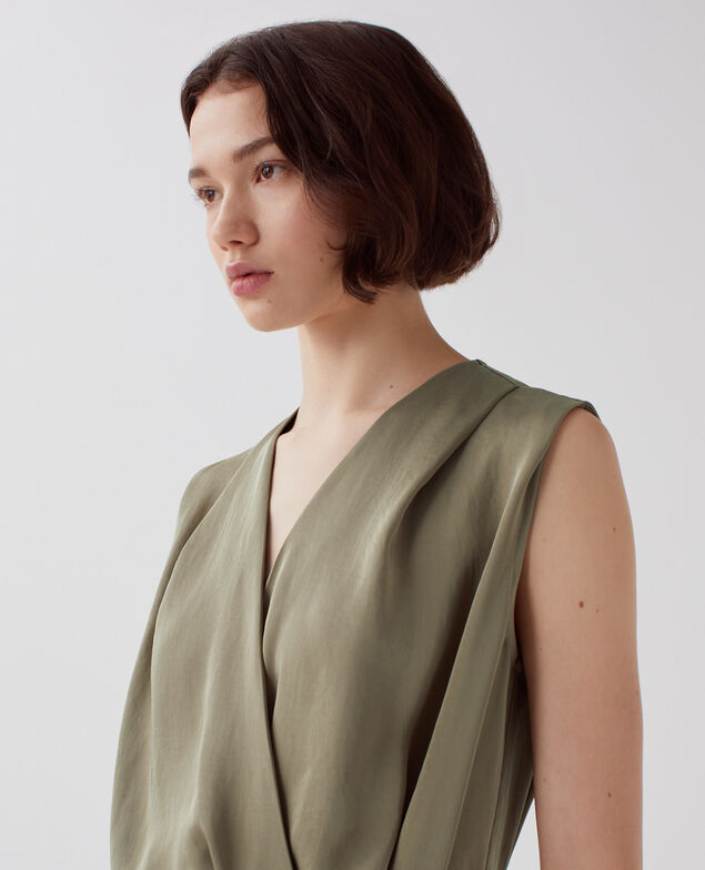 Satinierter fließender Jumpsuit I560 covert green