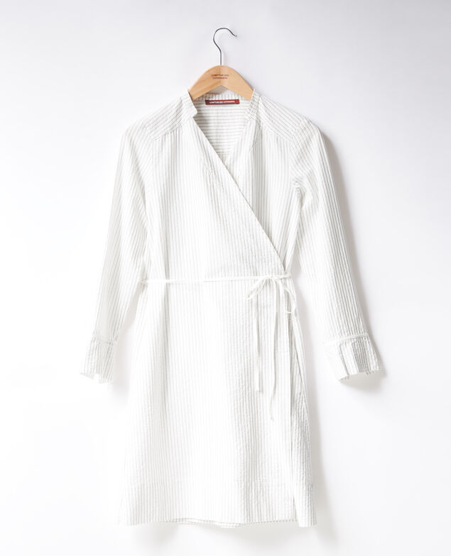 Gestreiftes Cache-coeur-Kleid Off white/navy stripes