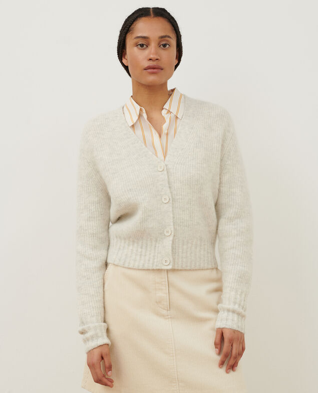 Cardigan aus Alpakamischwolle A009 white knit 3wca050w38