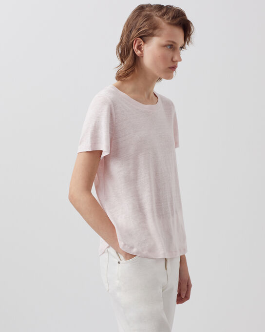 AMANDINE - T-Shirt mit Rundhalsausschnitt aus Leinen 0100 PINK MARSHMALLOW