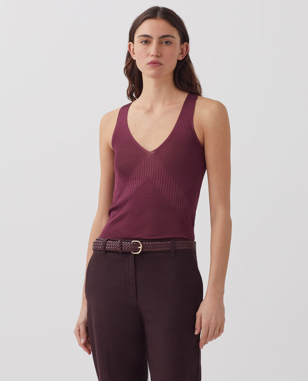 Langes Top aus Rippstrick J750 burgundy