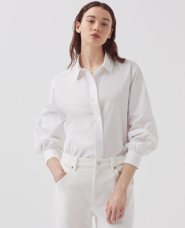 Weite Bluse aus Baumwolle H003 white