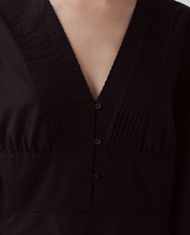 Bluse mit V-Ausschnitt aus Baumwolle H091 black beauty