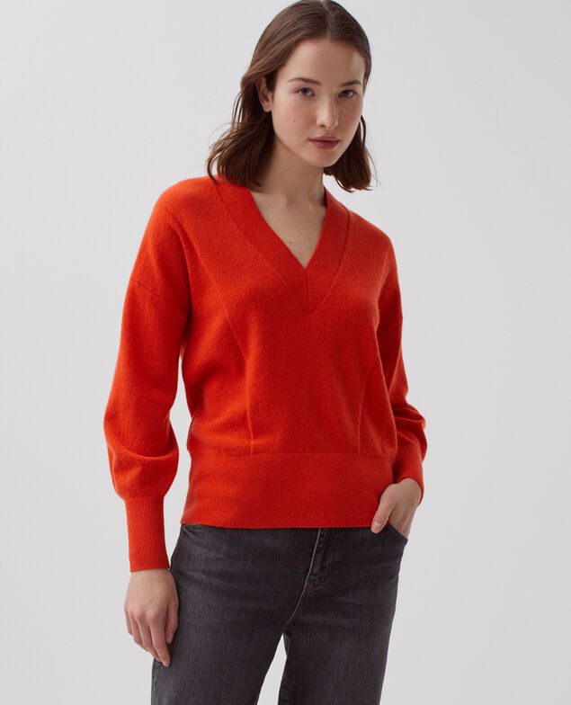 Pullover mit V-Ausschnitt aus Kaschmir I260 pureed pumpkin