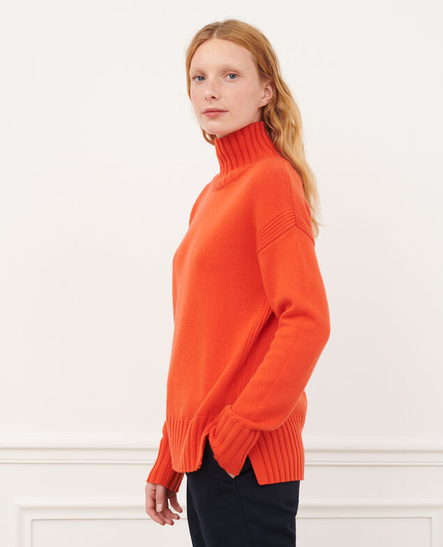 Pullover mit hohem Kragen aus Schurwolle 8829 24 orange