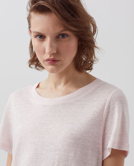 AMANDINE - T-Shirt mit Rundhalsausschnitt aus Leinen 0100 pink marshmallow 2ste055f05