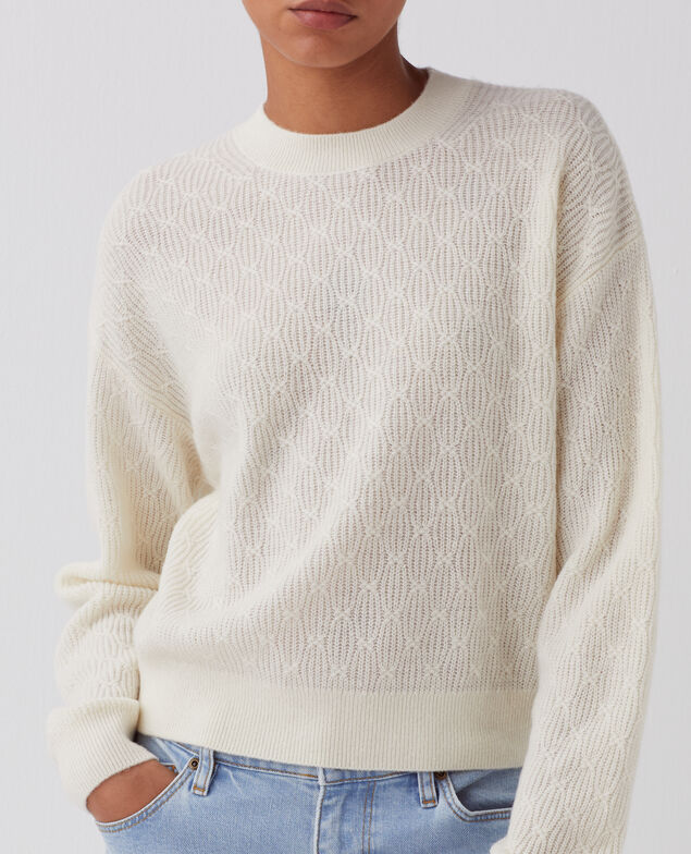 Pullover mit Zierstrick I010 glass green beige