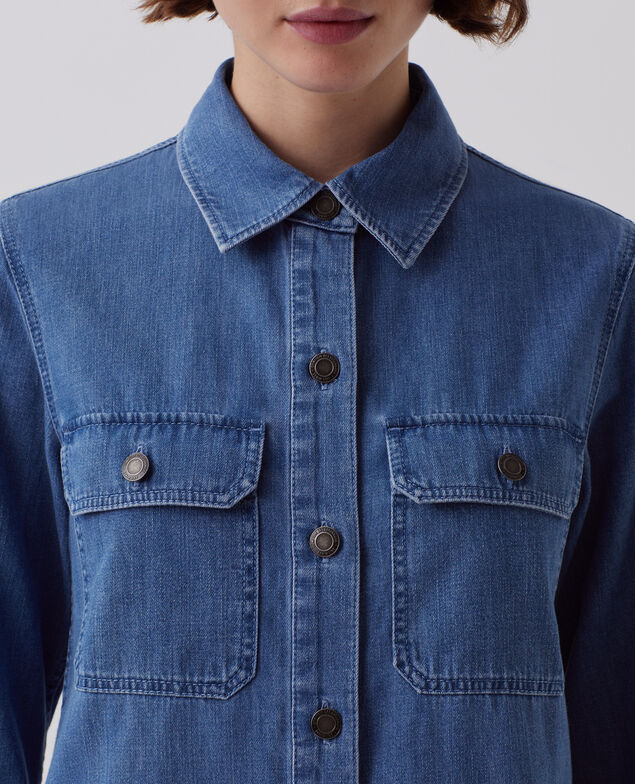 Bluse aus Baumwoll-Denim J621 light blue