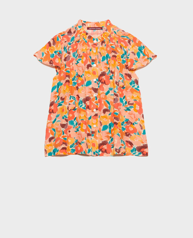 Fließende gemusterte Bluse 0230 fauve orange