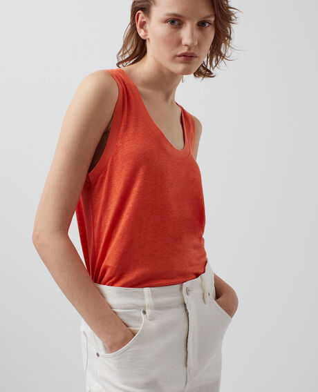 Ärmelloses T-Shirt aus Leinen 0250 tiger lily orange 3ste180f05