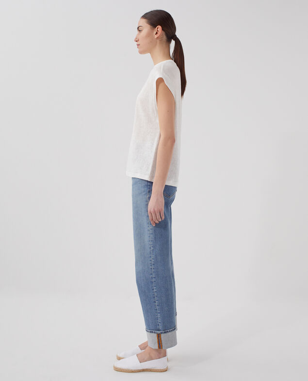 KARO - Boxy T-Shirt aus Leinen U010 off white