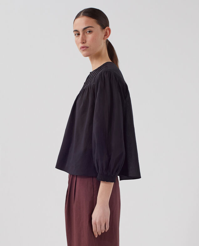 Bluse aus Baumwollvoile H091 black beauty