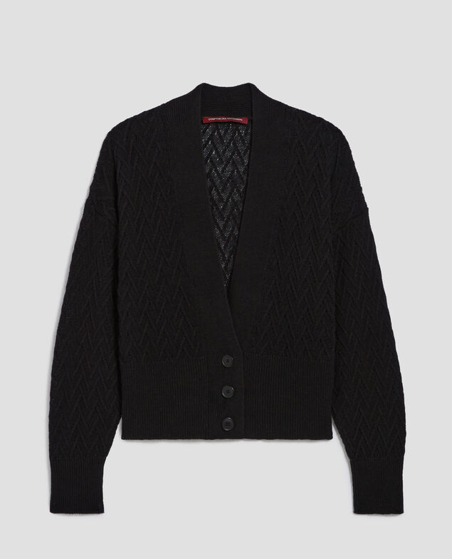 Cardigan mit V-Ausschnitt aus Leinen H091 black beauty