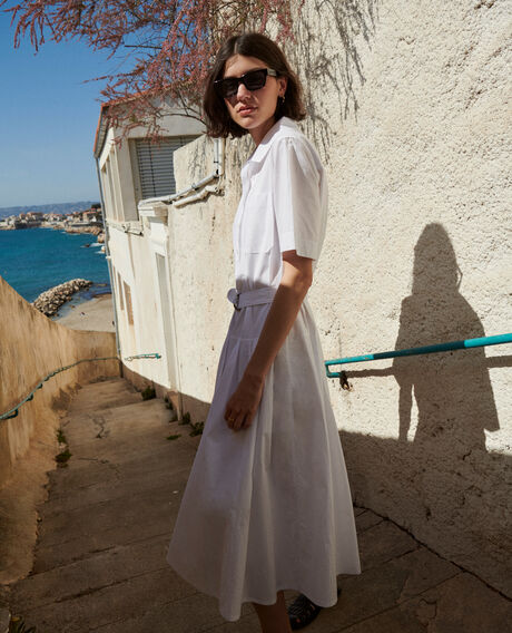 Midi-Kleid aus Baumwolle 0007 white 3sdr041c12