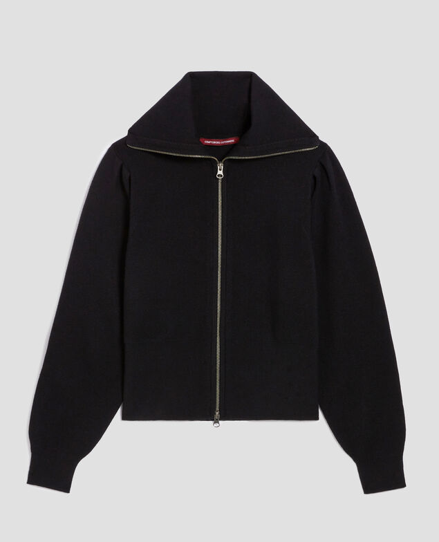 Cardigan aus Merinowolle mit Reißverschluss H091 black beauty