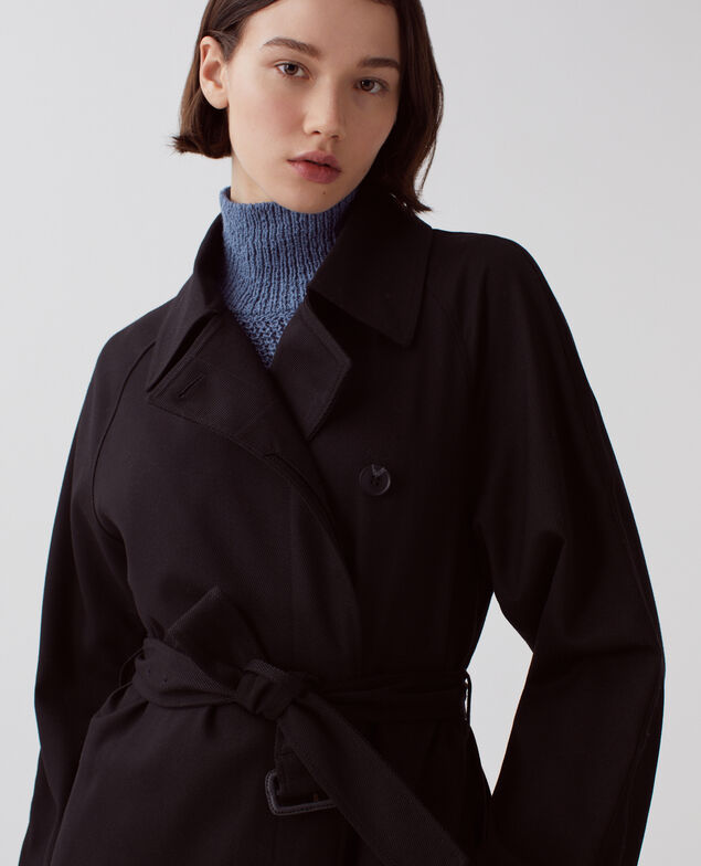 CATHERINE - Langer Trenchcoat mit fließendem Fall H091 black beauty