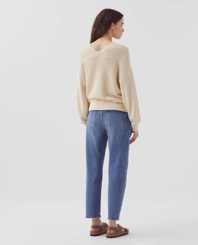 Pullover mit V-Ausschnitt aus Baumwolle H304 albore