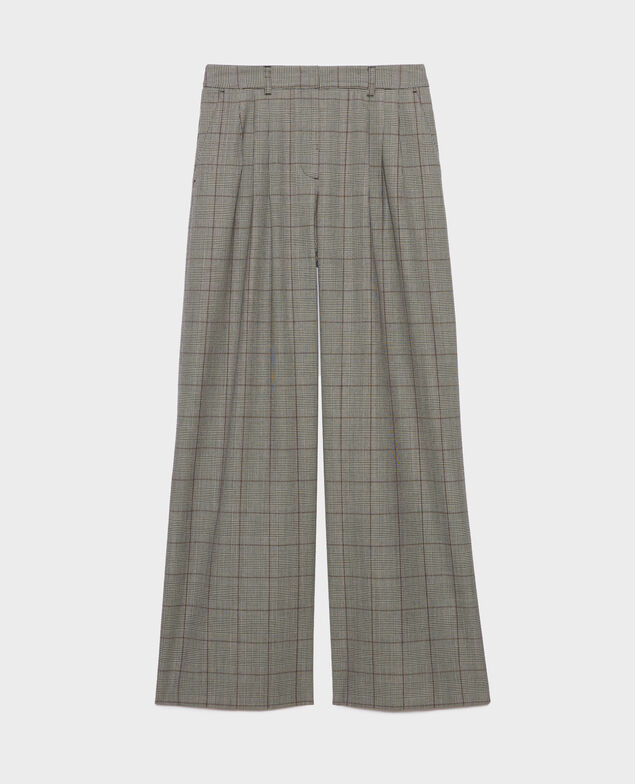 YVONNE - Weite Hose aus Wolle A030 grey check 3wpa010w04