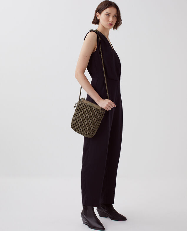 Satinierter fließender Jumpsuit H091 black beauty