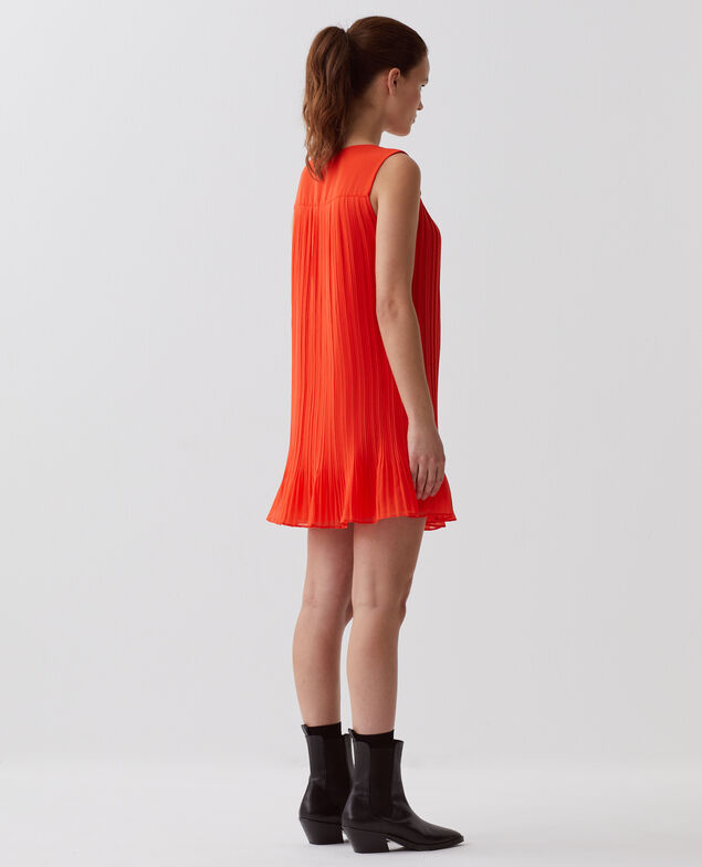 Fließendes kurzes Plissee-Kleid I250 cherry tomato