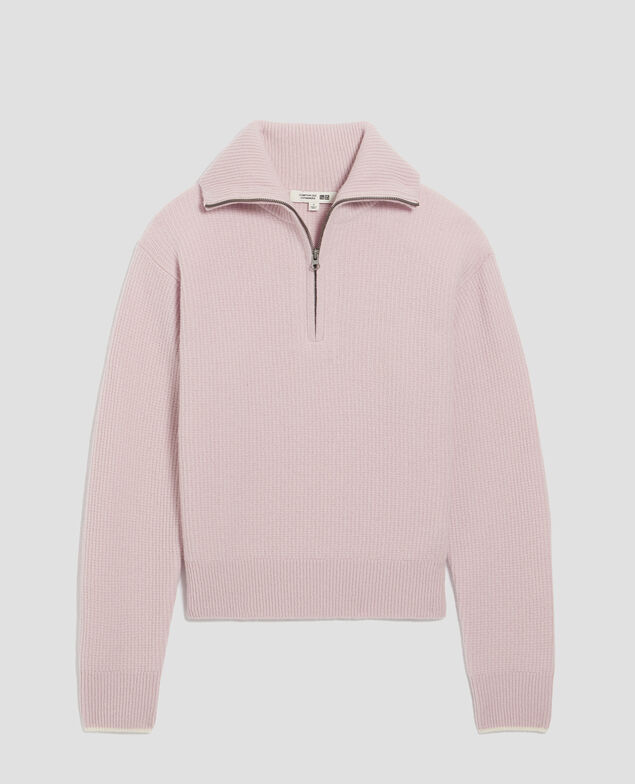 Rollkragenpullover mit Reißverschluss aus Wolle U110 pink