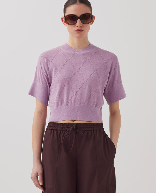 Kurzer Kurzarmpullover J720 lavender herb