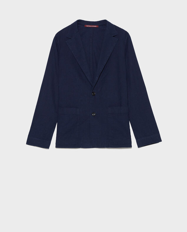 Maskuliner Blazer aus Baumwolle und Leinen Maritime blue
