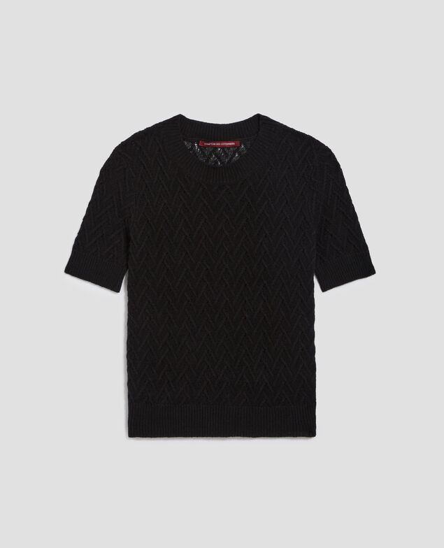 Kurzärmliger Pullover aus Leinen H091 black beauty