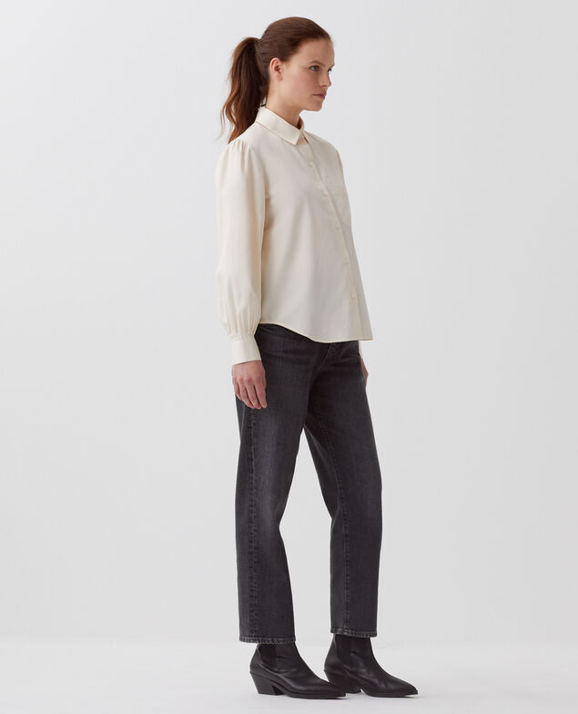 Bluse aus Satin-Baumwolle I300 pearled ivory