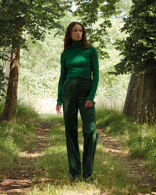 BLANDINE - Gerade Hose aus Cord A554 GREEN