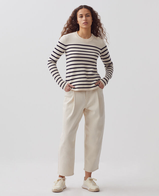 MADDY - Pullover aus Merinowolle im Marinelook 8842 01 offwhite