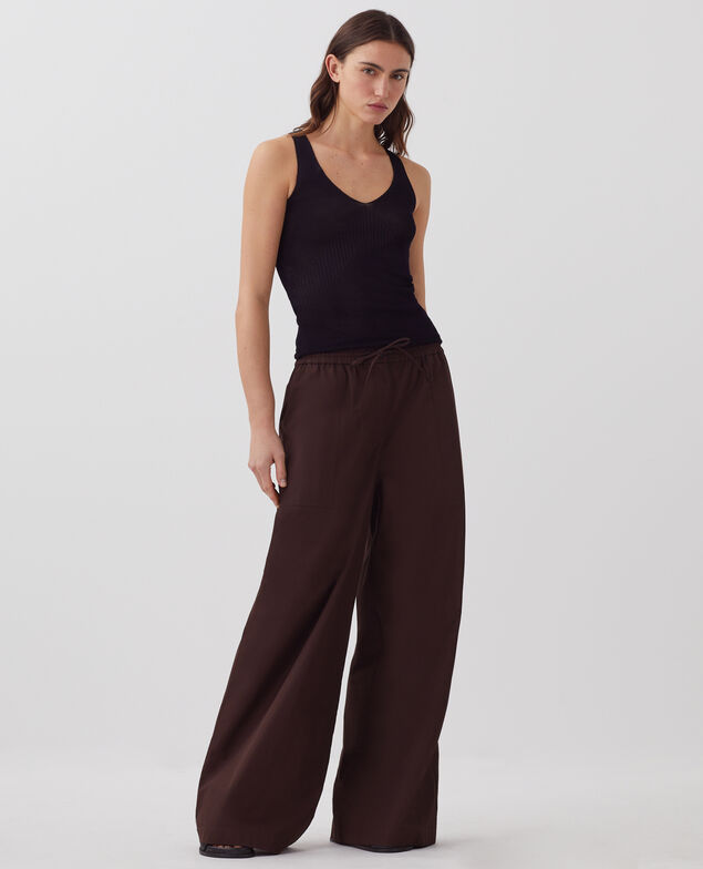 YVONNE - Weite Hose J790 chocolate plum