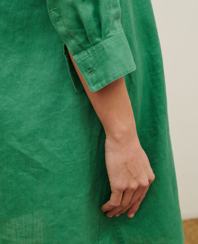 DAISY - Weites Kleid aus Leinen 0542 pine green 3sdr016f04