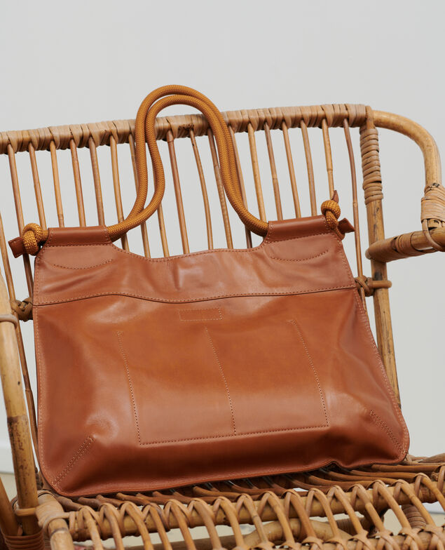 Tragetasche aus Leder Camel
