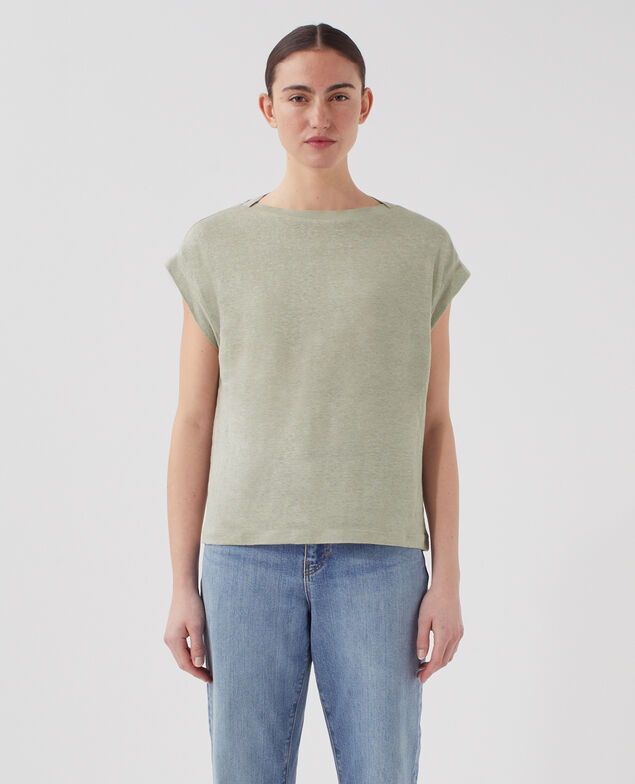 KARO - Boxy T-Shirt aus Leinen U520 green
