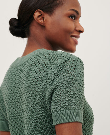 Kurzärmliger Pullover aus Baumwolle 0381 dark forest 3sju106c09