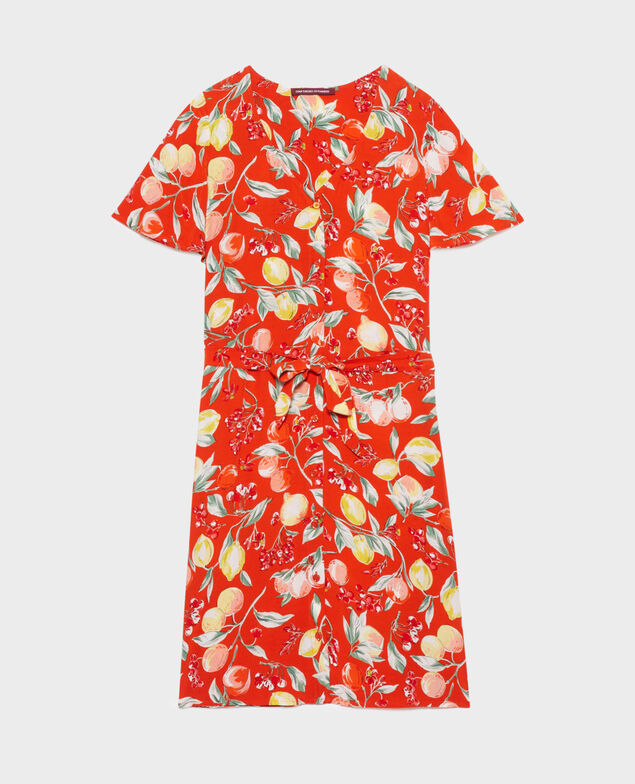 LAËTITIA - Kurzes Kleid mit fließendem Fall 103 print orange