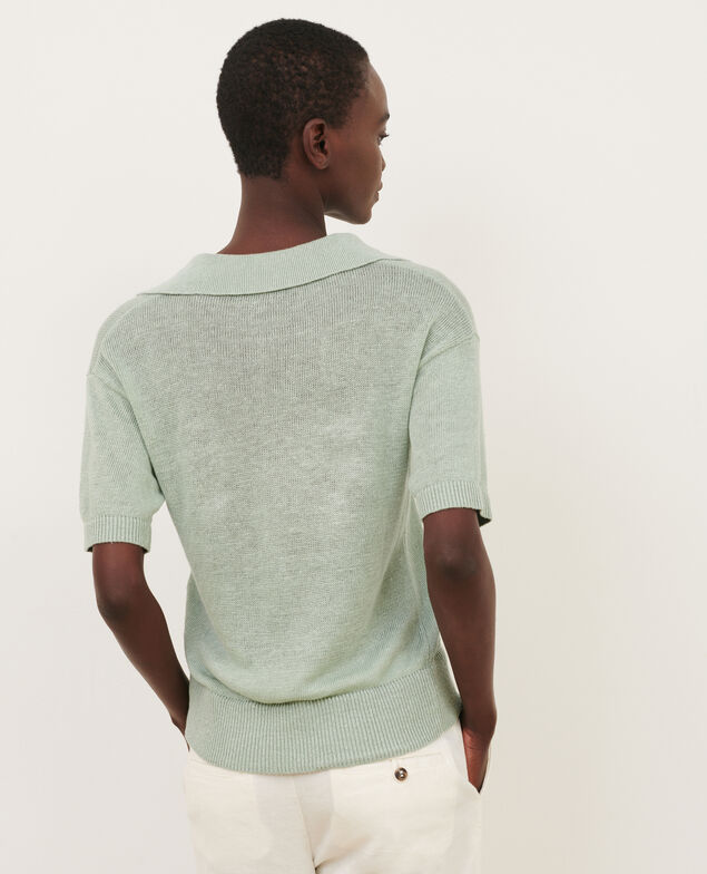 Kurzärmliges Poloshirt aus Leinen 50 green