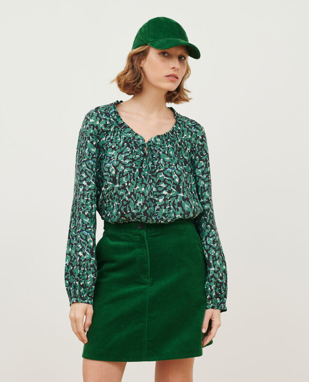Fließende gemusterte Bluse 0512 green cameo