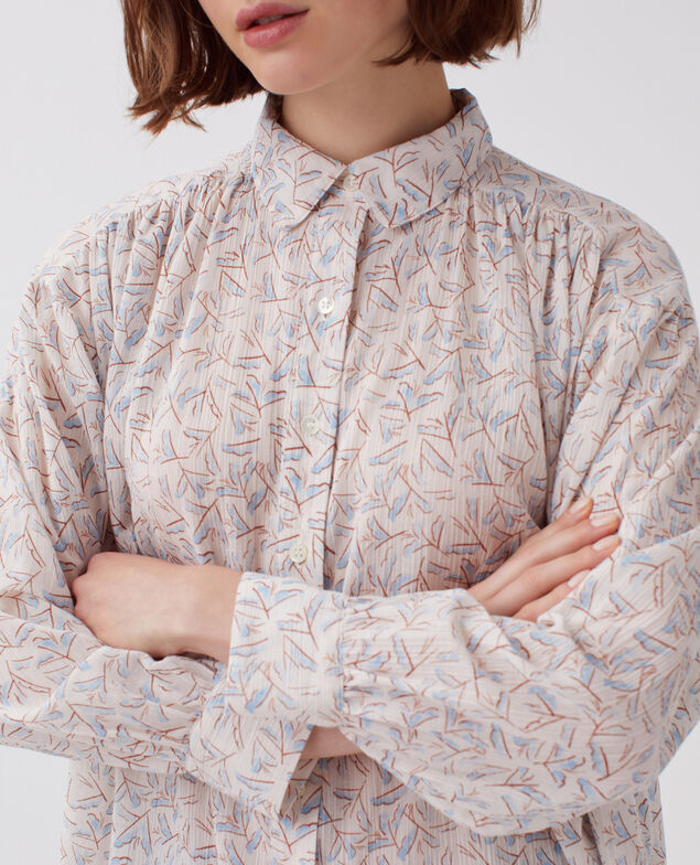 Bluse aus Plissée-Baumwolle H613 fleurette blue