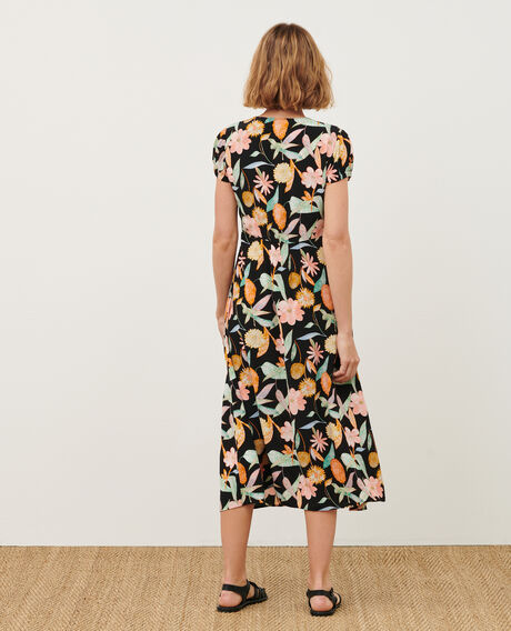 LUDIVINE - Fließendes langes Kleid 0909 black aubepine 3sdr167v02